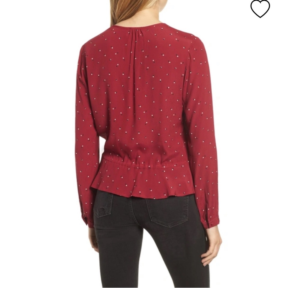 Rails "Beaux" Red Offset Dot Blouse, Xs - image 4